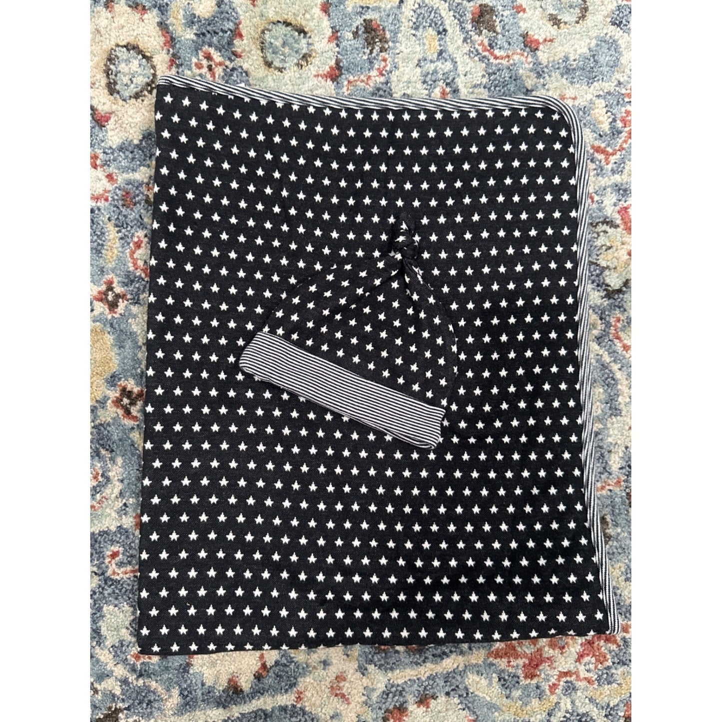 Kapital K Blanket Hat Set Boys 6-9M Black Star Print Striped EUC