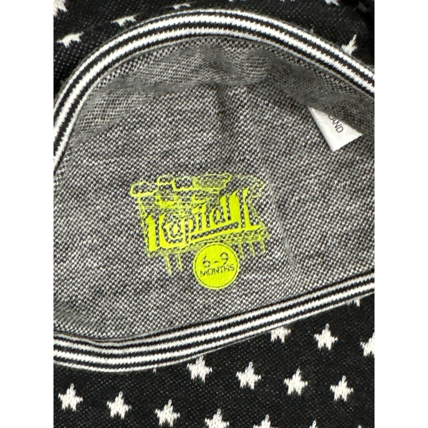 Kapital K Blanket Hat Set Boys 6-9M Black Star Print Striped EUC