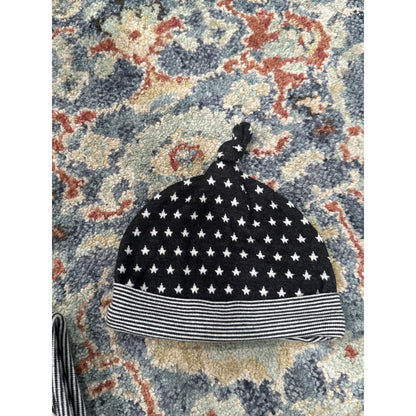 Kapital K Blanket Hat Set Boys 6-9M Black Star Print Striped EUC