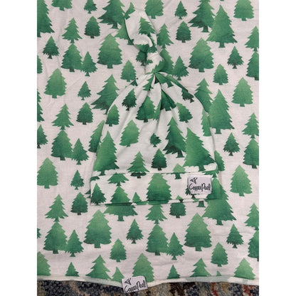 Copper Pearl Swaddle Blanket Hat Set Kids Newborn Green Pine Tree Print
