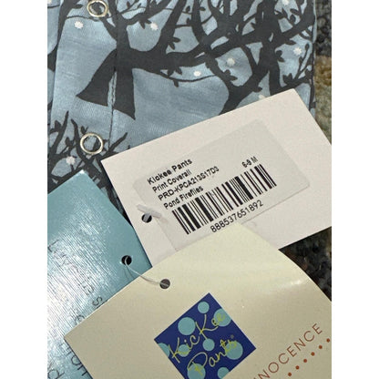 Kickee Pants Footless Romper Boys 6-9M Blue Brown Tree Winter Forest Print NWT