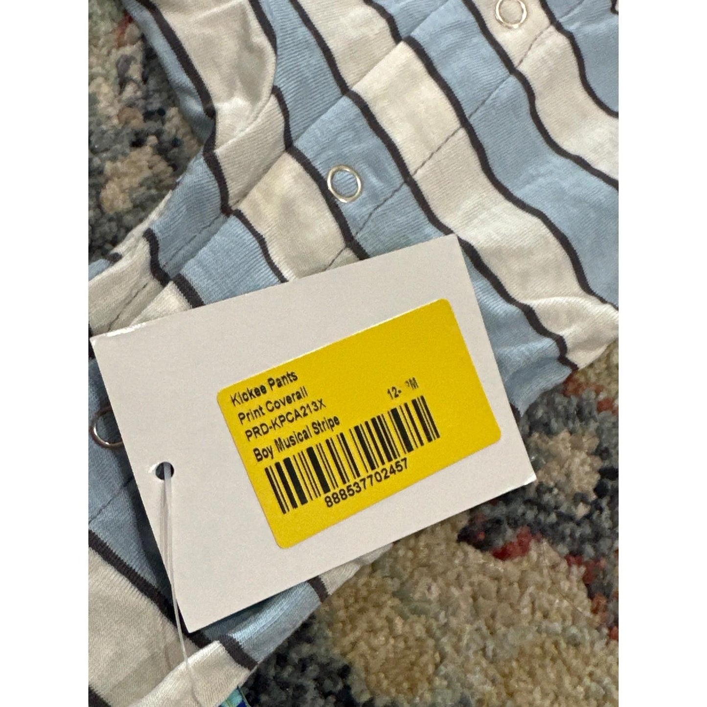 Kickee Pants Romper Boys 12-18M Blue Striped Bamboo Snap Coverall NWT