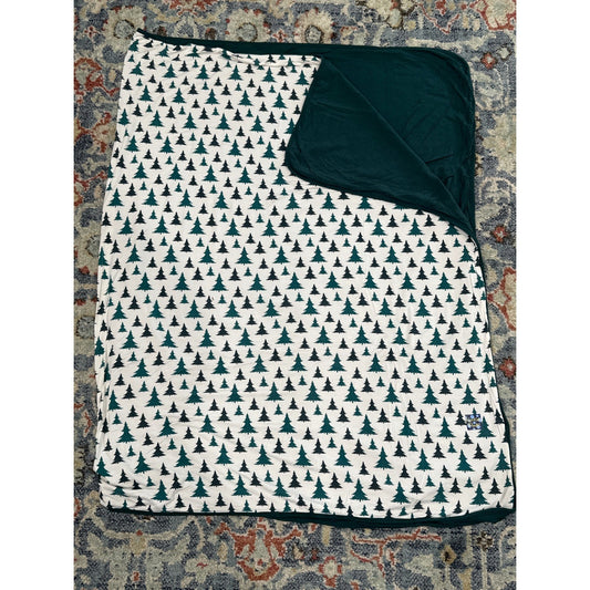 Kickee Pants Double Layer Blanket Boys One Size Green Pine Tree EUC