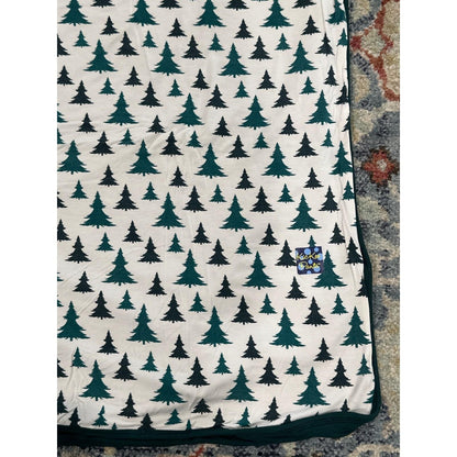 Kickee Pants Double Layer Blanket Boys One Size Green Pine Tree EUC