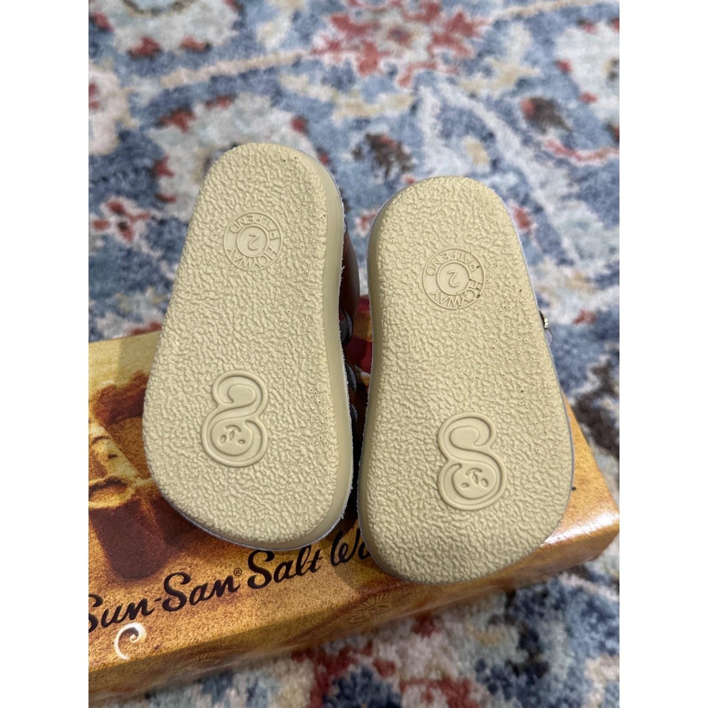 Sun San Sailor Sandals Infant Boy Size 2 Tan Leather Woven NEW