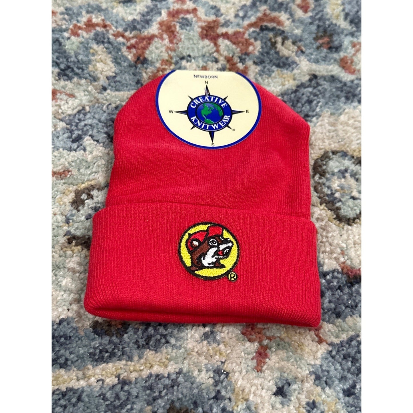 Buc-ee's Beanie Newborn Red Creative Knitwear Logo Patch NWT