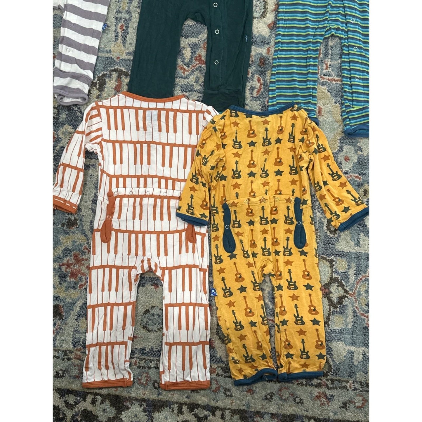 Kickee Pants Coverall Bundle Boys 6-9M & 6-12M Bamboo Romper Lot 5 Pieces