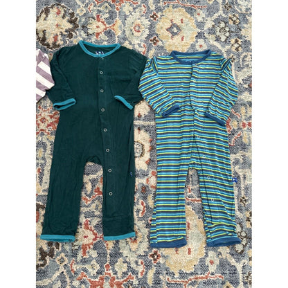 Kickee Pants Coverall Bundle Boys 6-9M & 6-12M Bamboo Romper Lot 5 Pieces