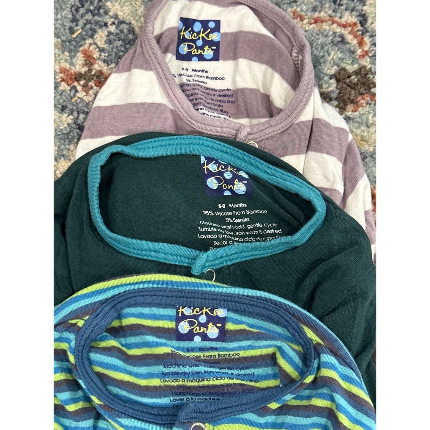 Kickee Pants Coverall Bundle Boys 6-9M & 6-12M Bamboo Romper Lot 5 Pieces