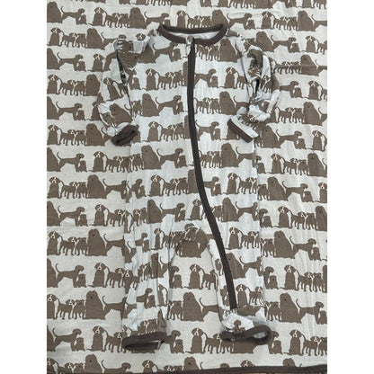 Kickee Pants Coverall Blanket Set Boys 0-3M Blue Brown Dog