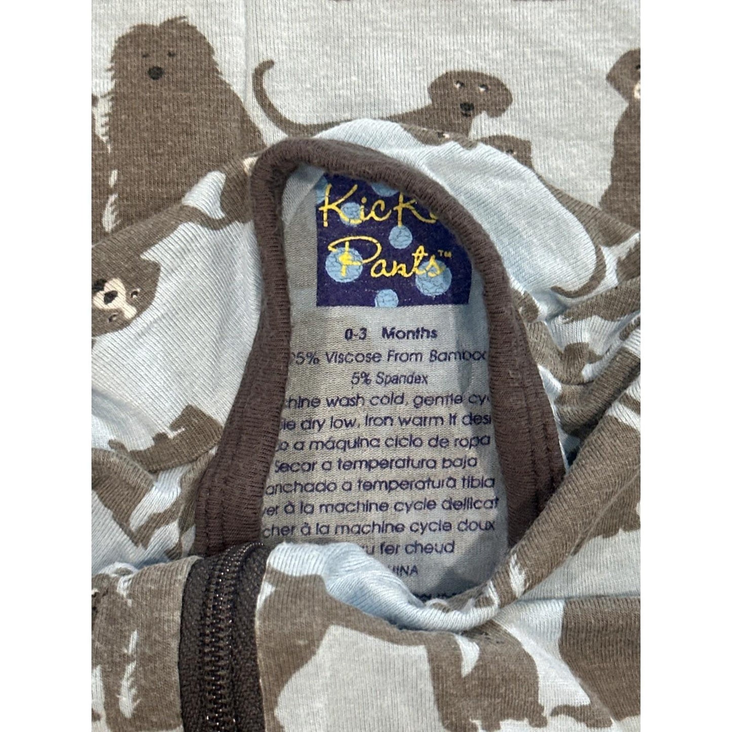 Kickee Pants Coverall Blanket Set Boys 0-3M Blue Brown Dog
