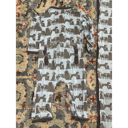 Kickee Pants Coverall Blanket Set Boys 0-3M Blue Brown Dog