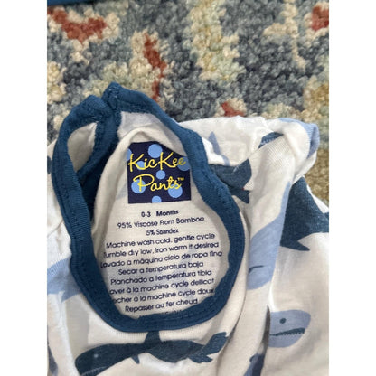 KicKee Pants Bundle Baby Boys 0-6M Blue Shark Nautical Blanket Gown