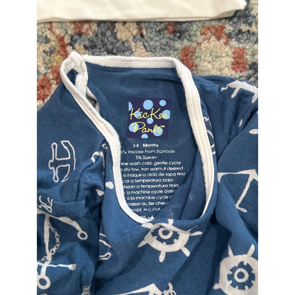 KicKee Pants Bundle Baby Boys 0-6M Blue Shark Nautical Blanket Gown