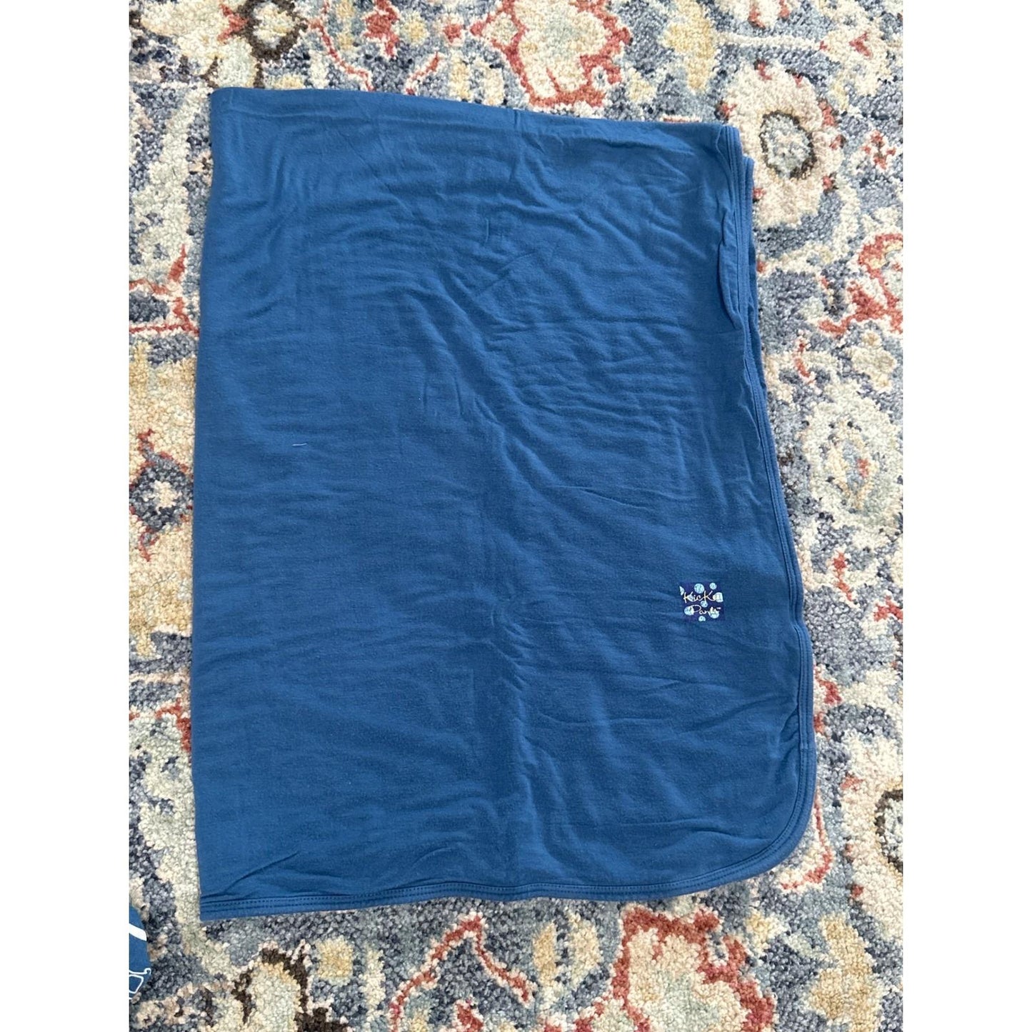 KicKee Pants Bundle Baby Boys 0-6M Blue Shark Nautical Blanket Gown