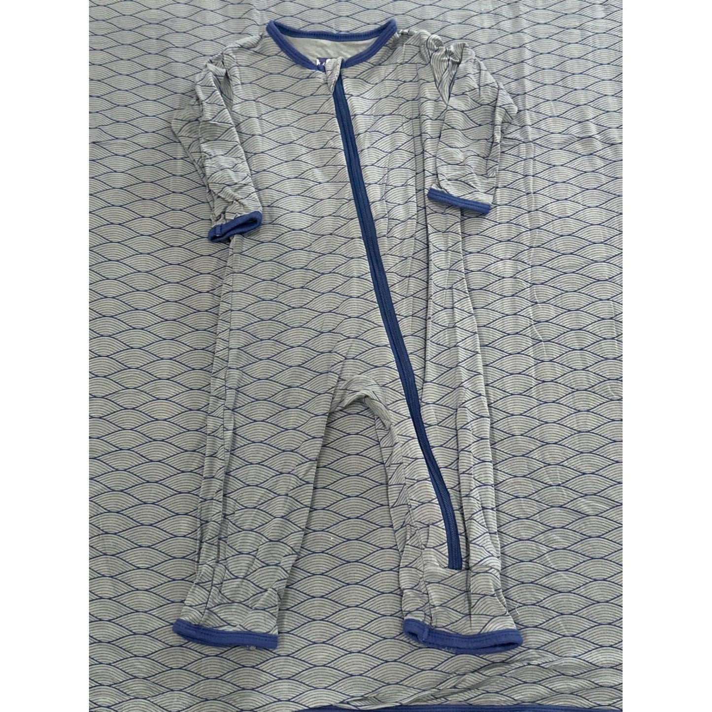 Kickee Pants Coverall Blanket Set Boys 0-3M Blue Geometric Wave
