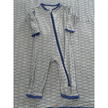 Kickee Pants Coverall Blanket Set Boys 0-3M Blue Geometric Wave