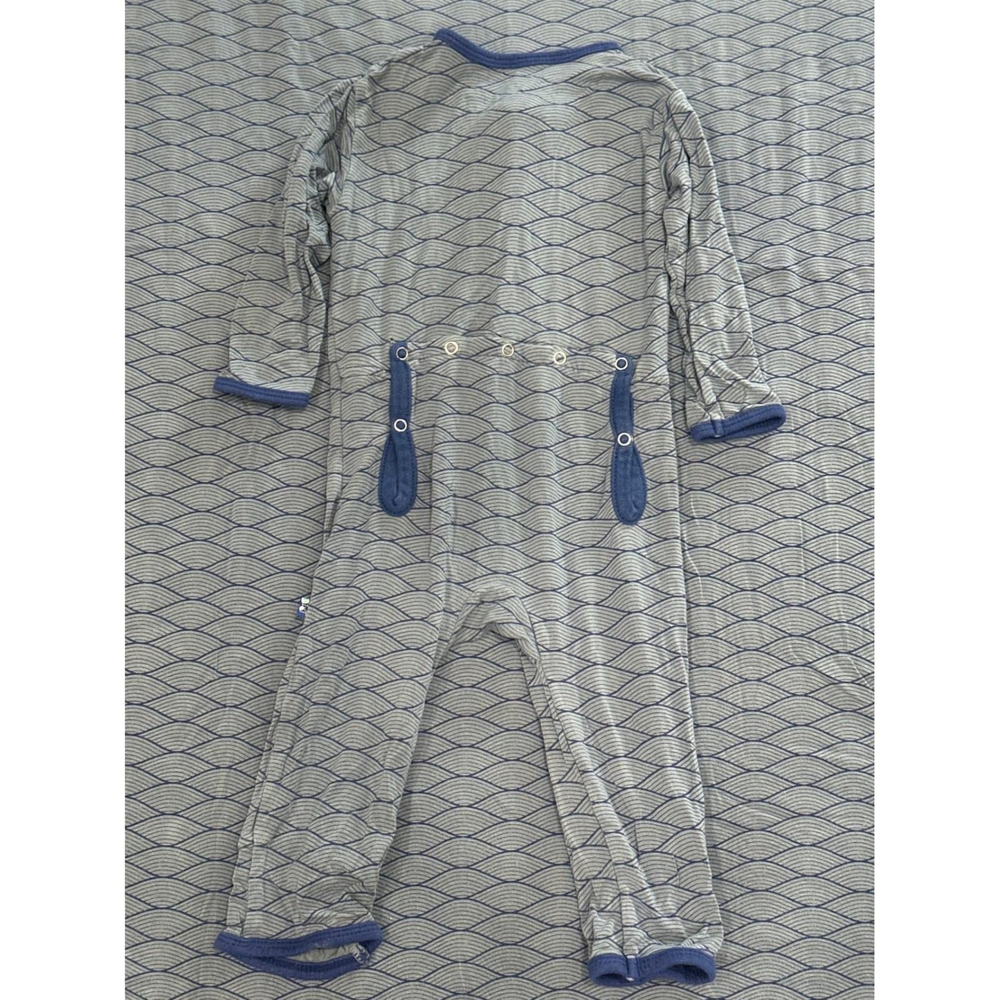 Kickee Pants Coverall Blanket Set Boys 0-3M Blue Geometric Wave