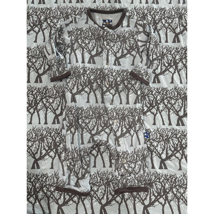 Kickee Pants Coverall Swaddle Set Boys 0-3M Grey Brown Tree Print