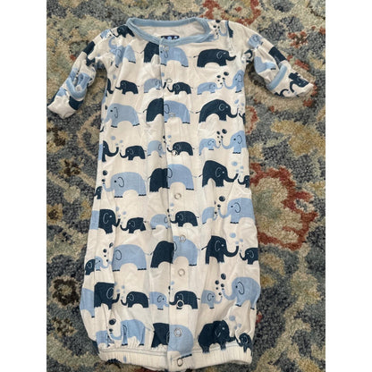 Kickee Pants Gown Hat Blanket Set Boys Preemie Blue Elephant