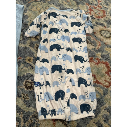 Kickee Pants Gown Hat Blanket Set Boys Preemie Blue Elephant