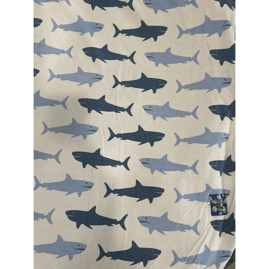 Kickee Pants Blanket Boys Toddler Blue Shark Print Bamboo Viscose EUC