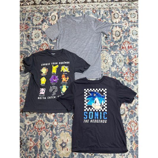 Pokemon Sonic DSG Shirt Bundle Boys 10/12 Multi Graphic Athletic GUC