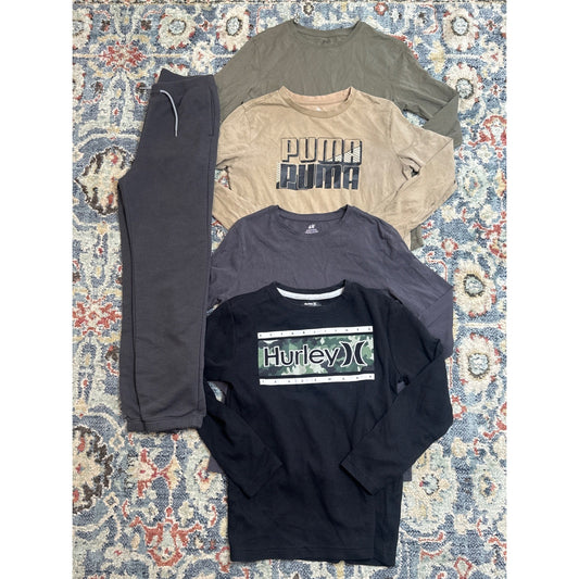 H&M Puma Hurley Boys Size 10/12 Long Sleeve Shirt Jogger Bundle 5pc