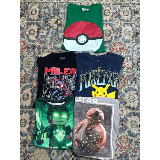 Pokémon Marvel Star Wars Kids Youth Large 10/12 Graphic Tee Bundle