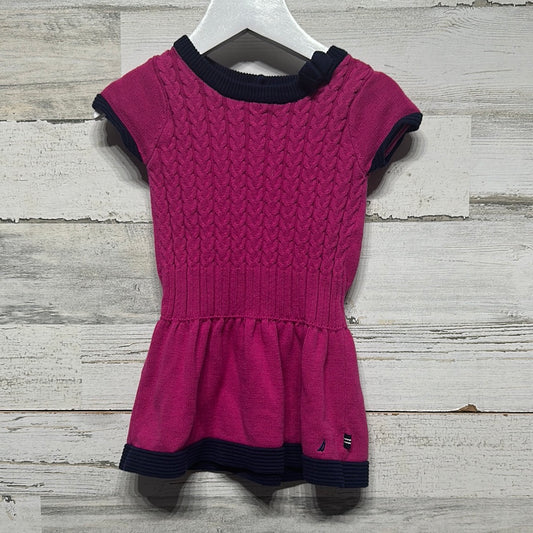 Girls Size 12m Nautica pink short sleeve cable knit dress - good used condition