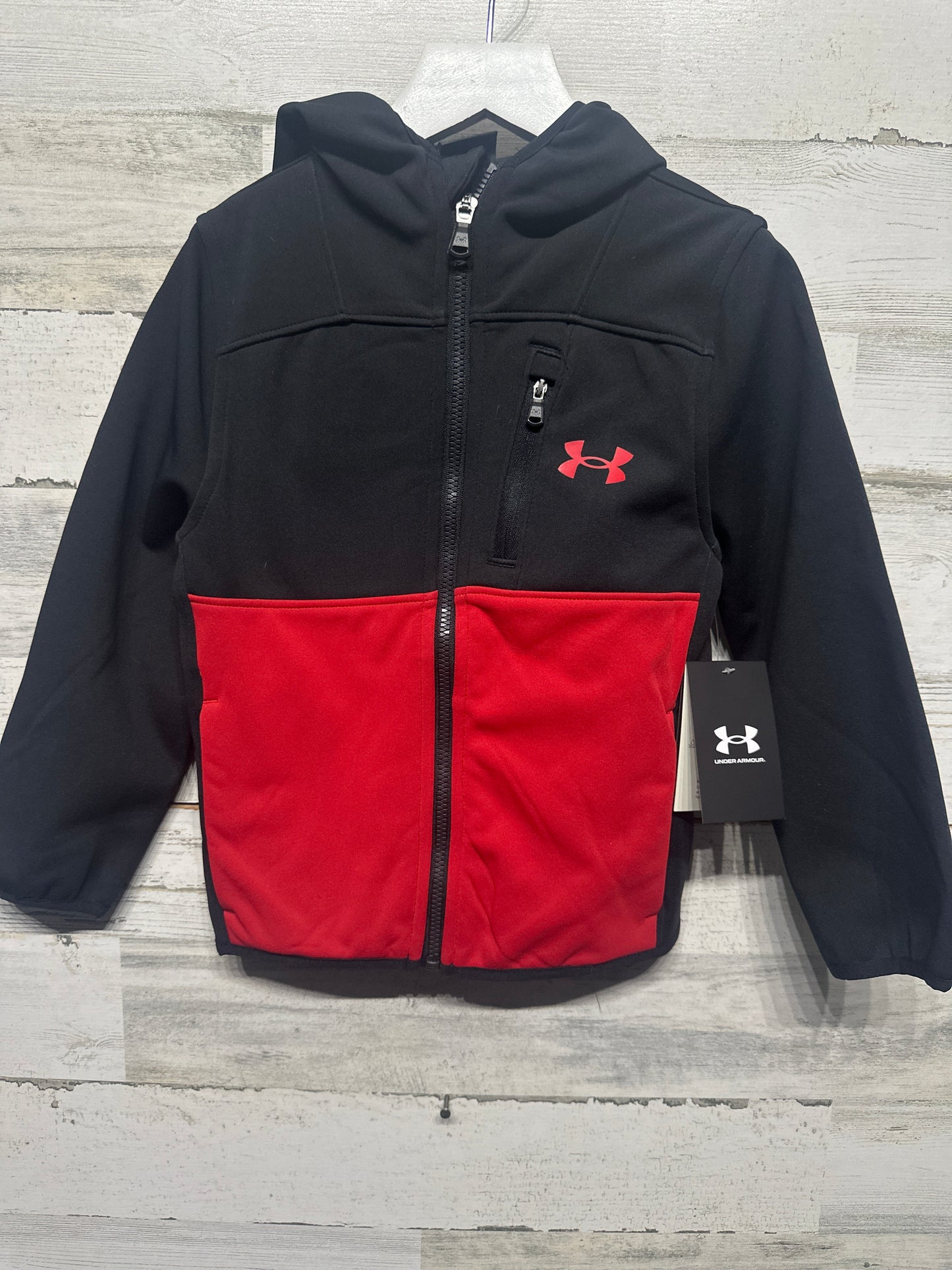 Under Armour Storm Water Repellant Jacket Boys Size 5 Red Black NWT