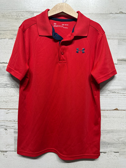 Boys Size Youth Medium (10-12) Loose Under Armour Red Heatgear Polo Shirt - Very Good Used Condition