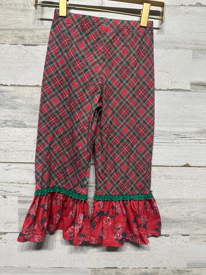 Matilda Jane Pajama Plaid Floral Ruffle Pants - Girls Size 4 GUC