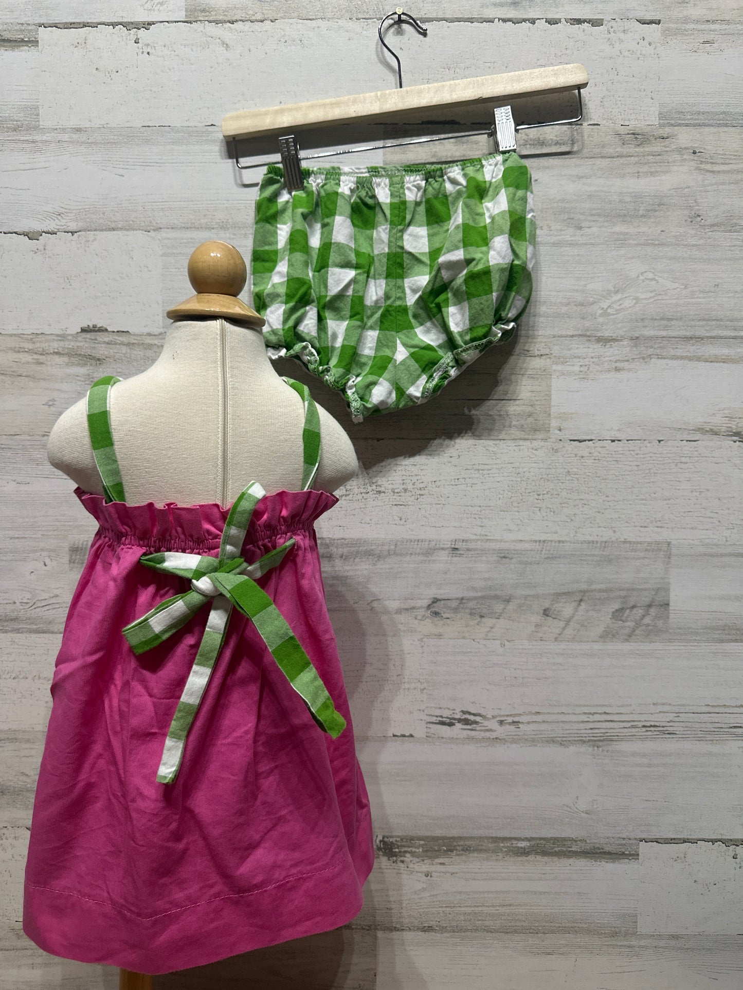 Girls Size 3t Prim and Proper Brand Pink and Green Plaid Outfit Set - Very Good Used Condition