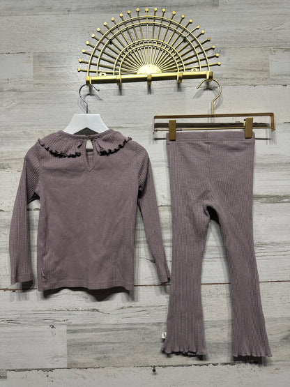 Size 3t Easy Peasy Organic Cotton Ribbed Two Piece Set - Very Good Used Condition