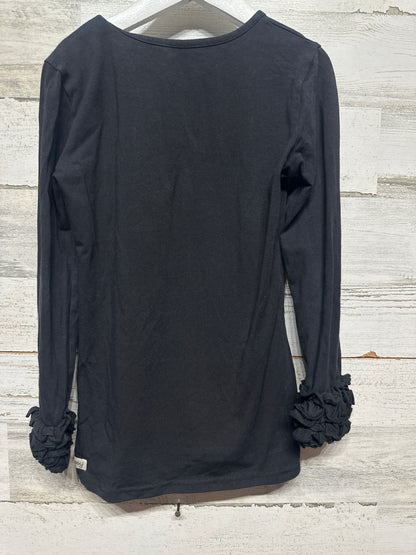 Size 8 Sew Sassy Black Long Sleeve Ruffle Shirt - Very Good Used Condition