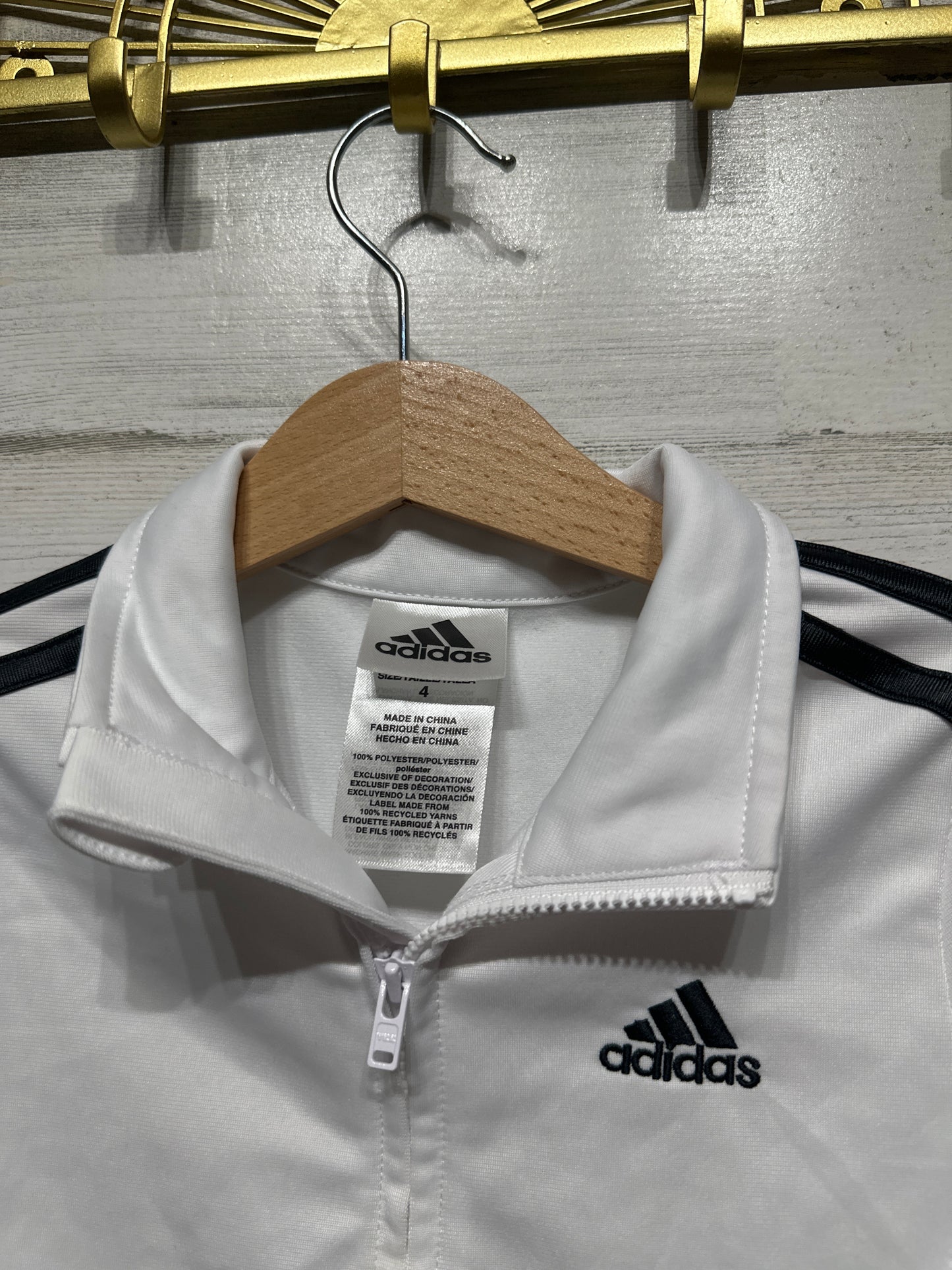 Girls Preowned Size 4 Adidas White Jacket - Play Condition**