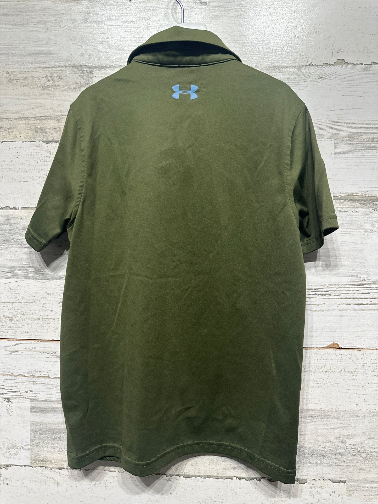 Boys Preowned Size Medium Under Armour Olive Green Loose Heat Gear Polo Shirt - Very Good Used Condition