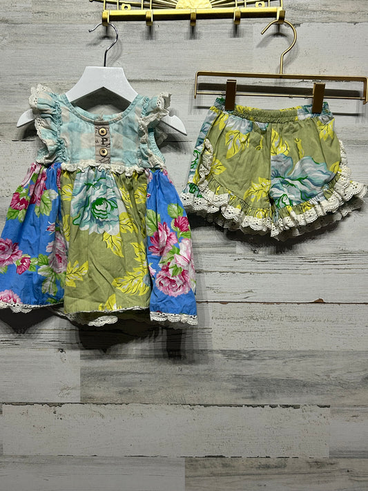 Girls Preowned Size 2t Mustard Pie Floral Two Piece Set - Good Used Condition