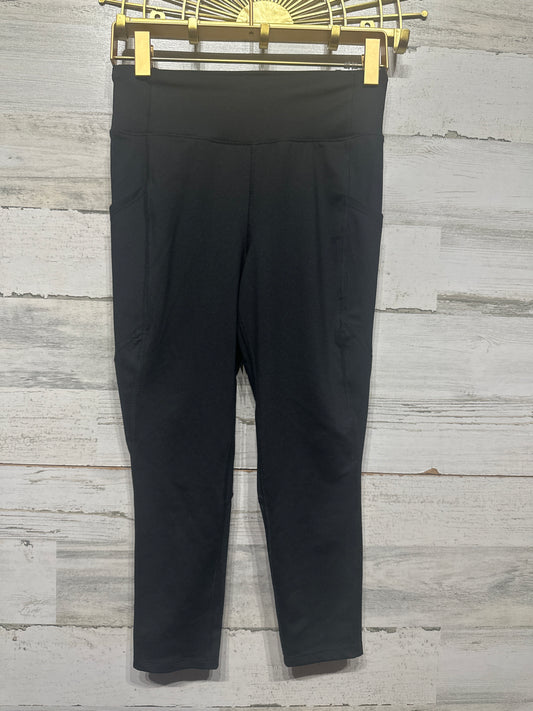 Girls Size 8-10 Medium BCG Black Active Leggings With Side Pockets - Very Good Used Condition