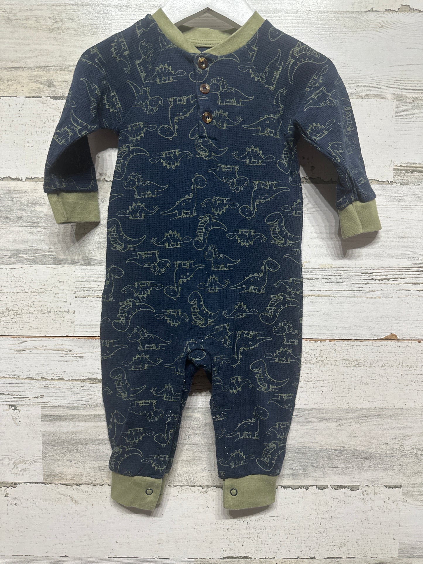 Boys Size 12m Little Rebels Henley Dino Thermal Romper - Good Used Condition*