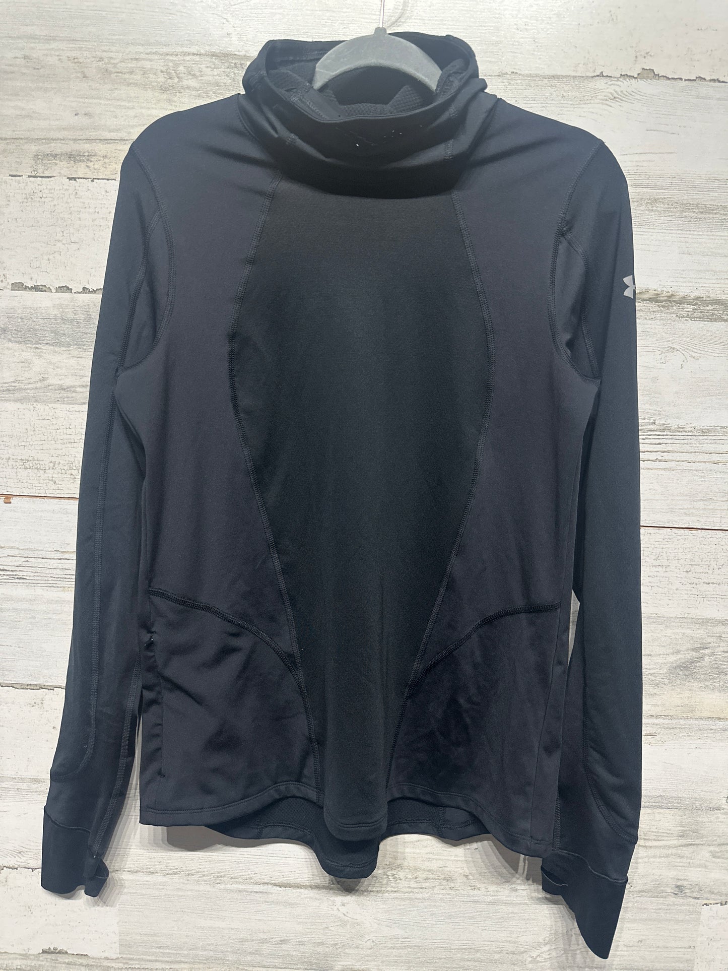 Women's Size Large Under Armour Run Fitted COLDGEAR Black Hoodie with Face Mask - Very Good Used Condition