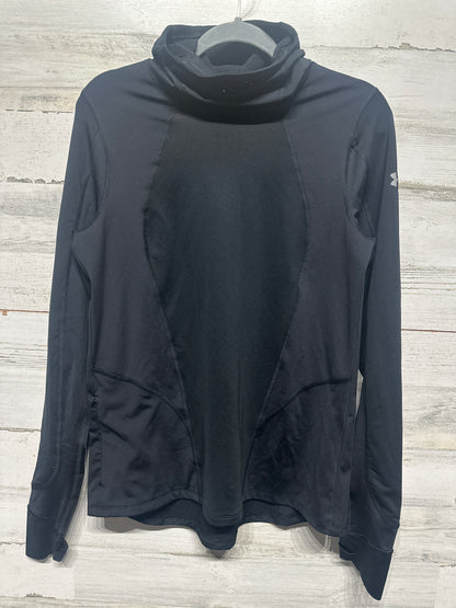 Women's Size Large Under Armour Run Fitted COLDGEAR Black Hoodie with Face Mask - Very Good Used Condition