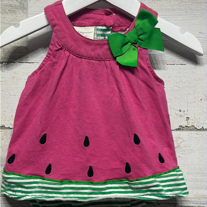 Girls Size 6-9m First Impressions Watermelon Onesie Dress - Good Used Condition