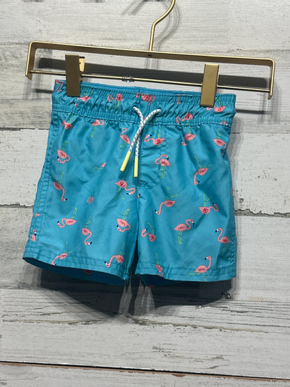 Preowned Boys Size 12m Cat & Jack Flamingo Swim Trunks - Very Good Used Condition