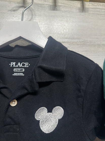 Size 4 XS Children’s Place Mouse Embroidered Polo Shirt Lot (2 Pieces) - Very Good Used Condition
