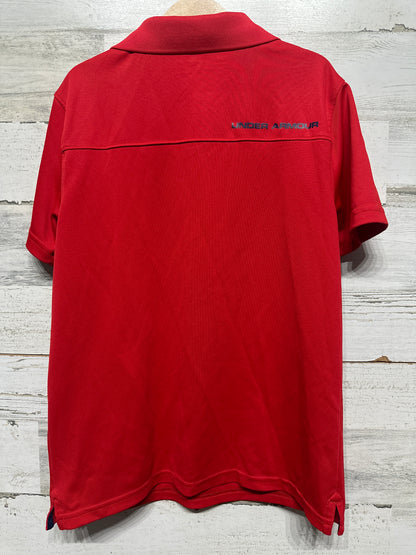 Boys Size Youth Medium (10-12) Loose Under Armour Red Heatgear Polo Shirt - Very Good Used Condition