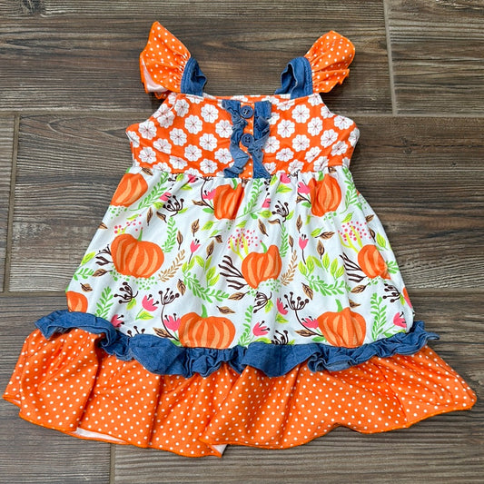 Girls Size 12m Pumpkins Dress - Good Used Condition