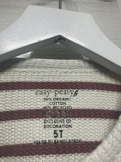 Size 5t Easy Peasy Organic Cotton Blend Boxy Striped Thermal Shirt - Very Good Used Condition