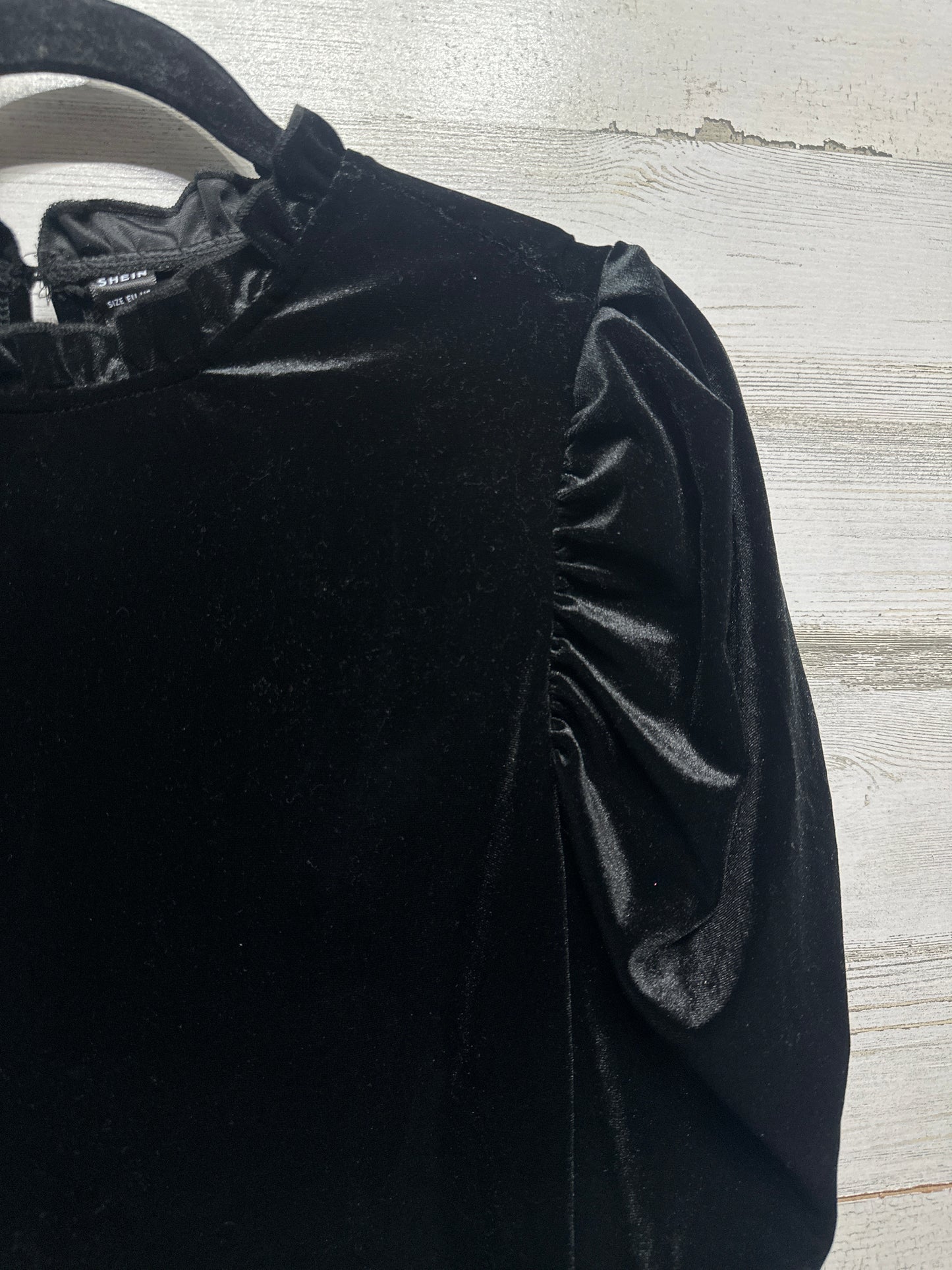 Women’s XL SHEIN Black Velvet Long Sleeve Shirt - Very Good Used Condition